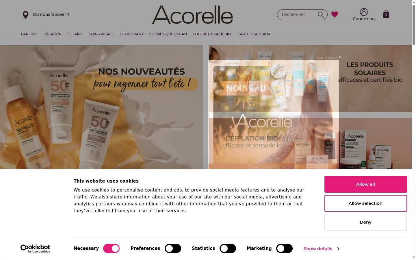 Screenshot of the consent banner shown before any interaction