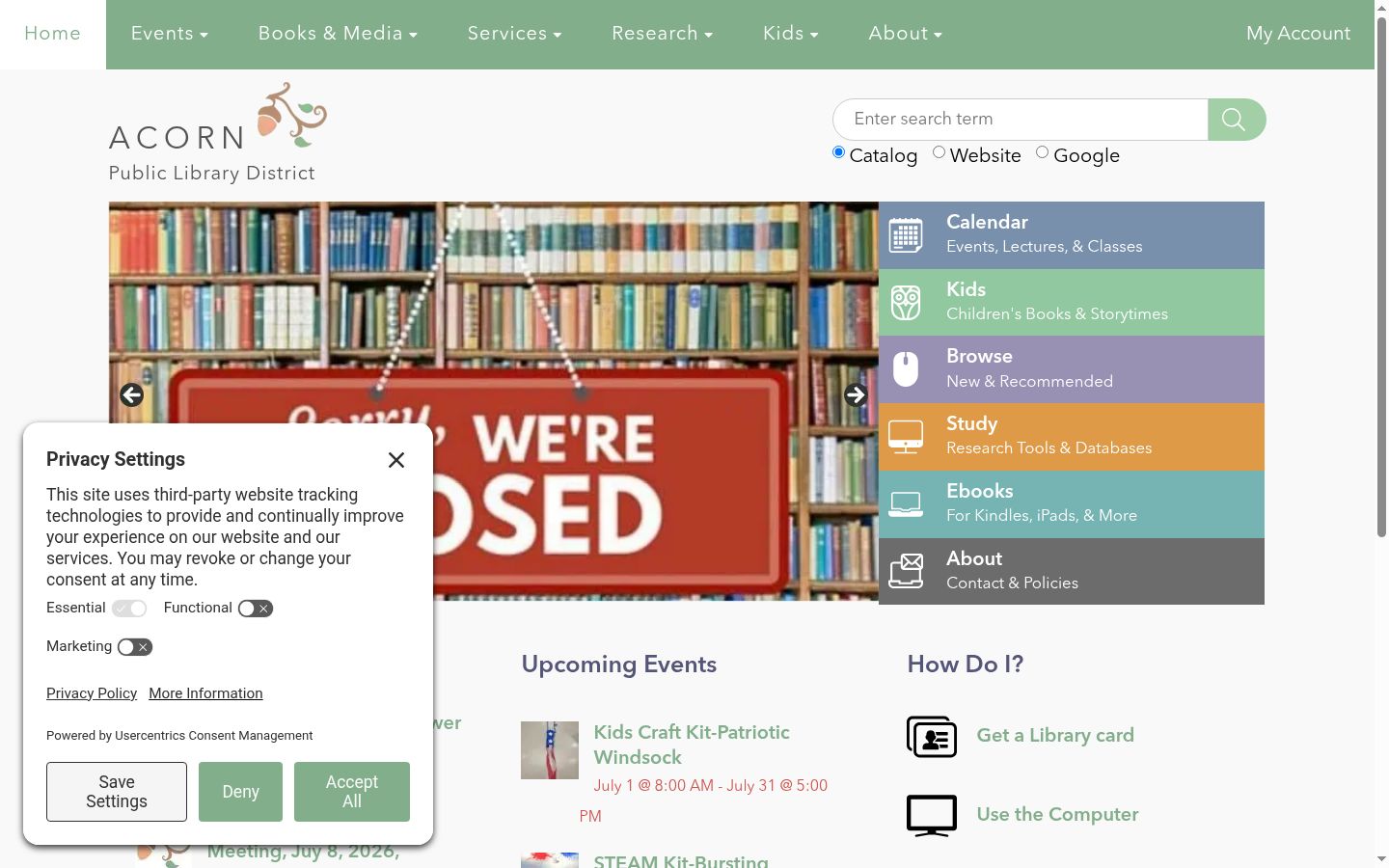 Screenshot del banner di consenso mostrato prima di qualsiasi interazione
