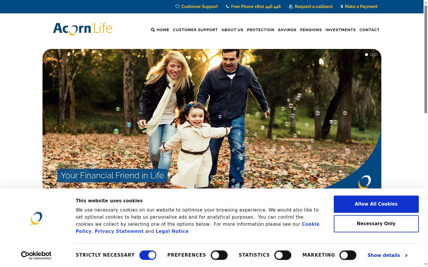 Screenshot of the consent banner shown before any interaction