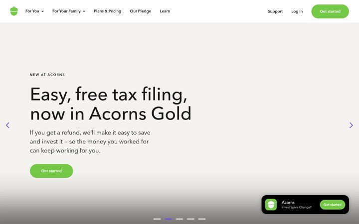 Screenshot di acorns.com