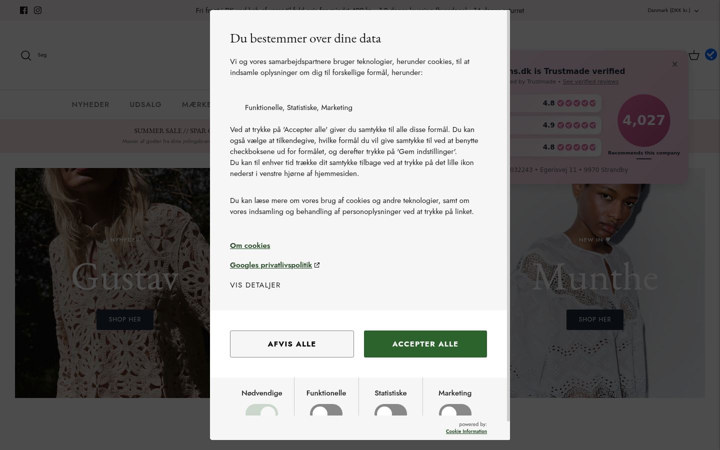 Screenshot of the consent banner shown before any interaction