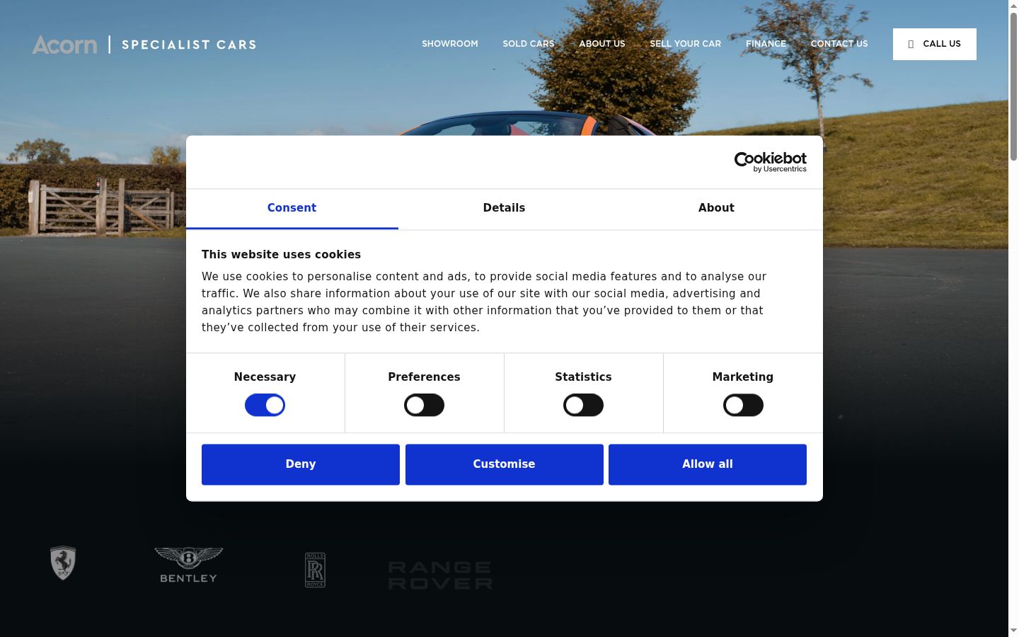 Screenshot of the consent banner shown before any interaction