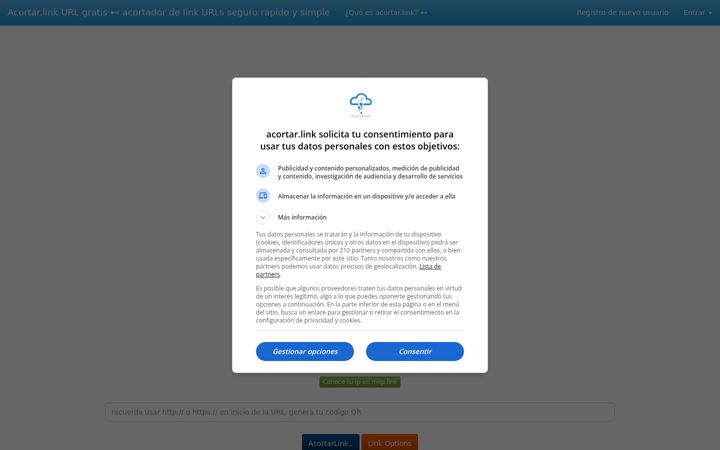 Screenshot ta' acortar.link