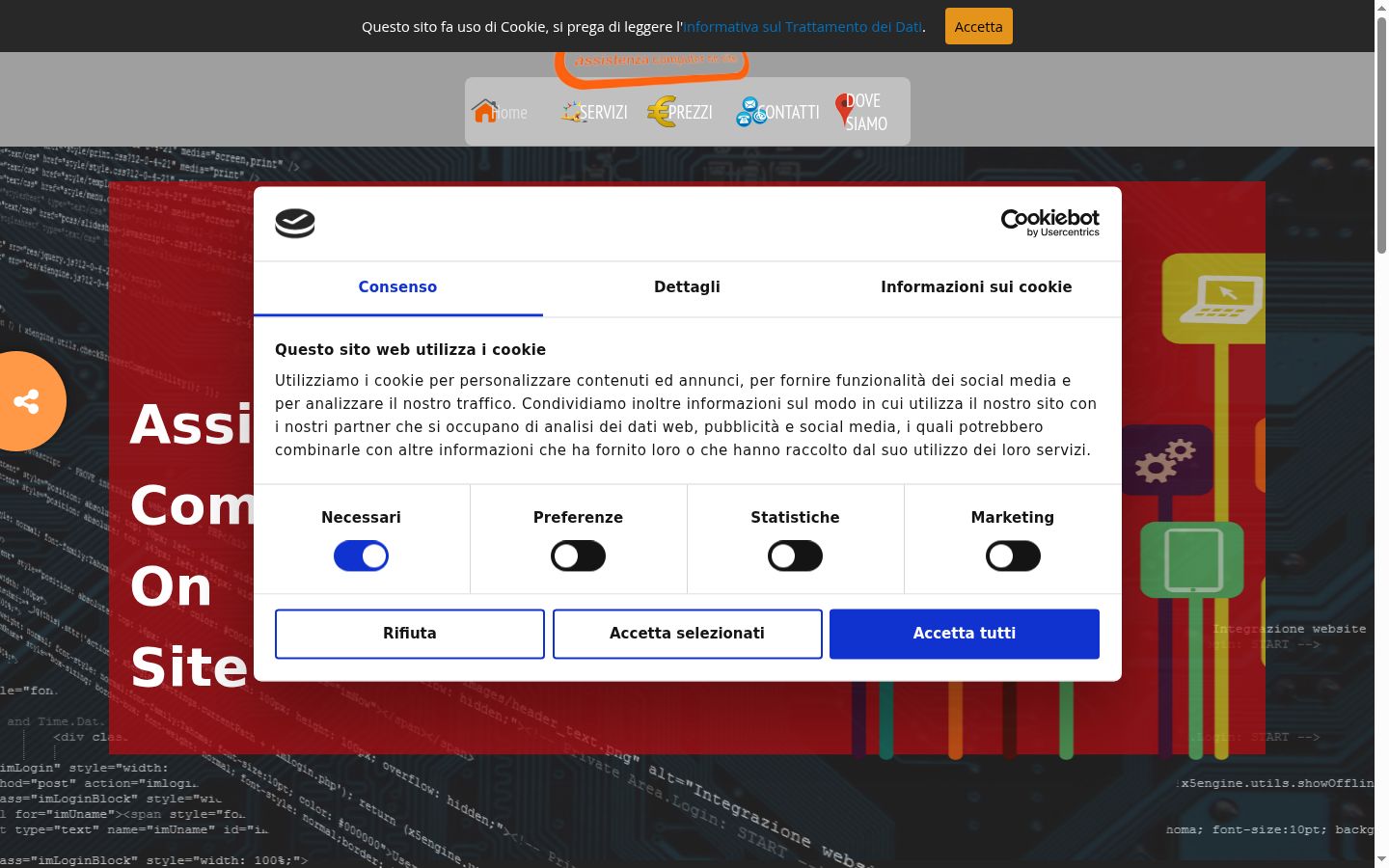 Posnetek zaslona pasice za privolitev, prikazane pred kakršno koli interakcijo
