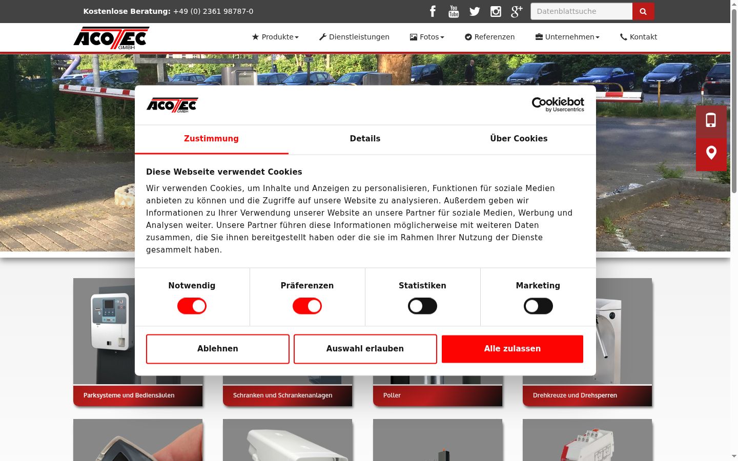 Screenshot van de toestemmingsbanner zoals getoond vóór enige interactie