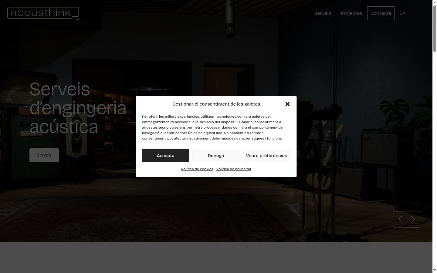 Screenshot of the consent banner shown before any interaction