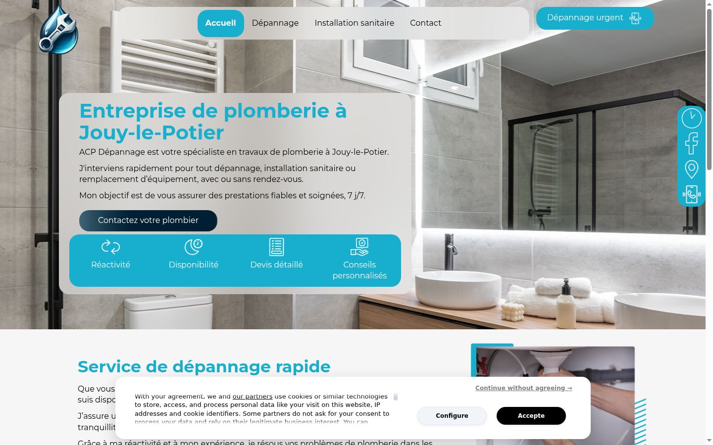 Capture d'écran de la bannière de consentement affichée avant toute interaction