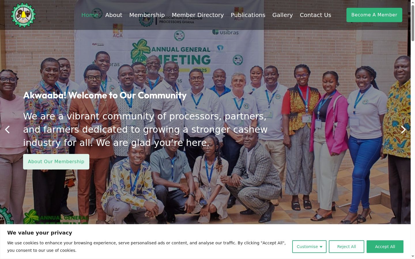 Screenshot of the consent banner shown before any interaction