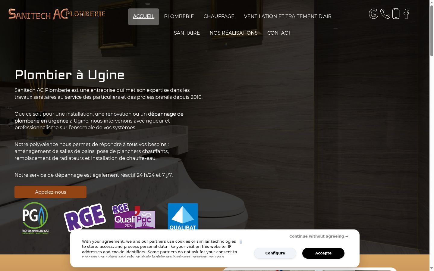 Screenshot of the consent banner shown before any interaction