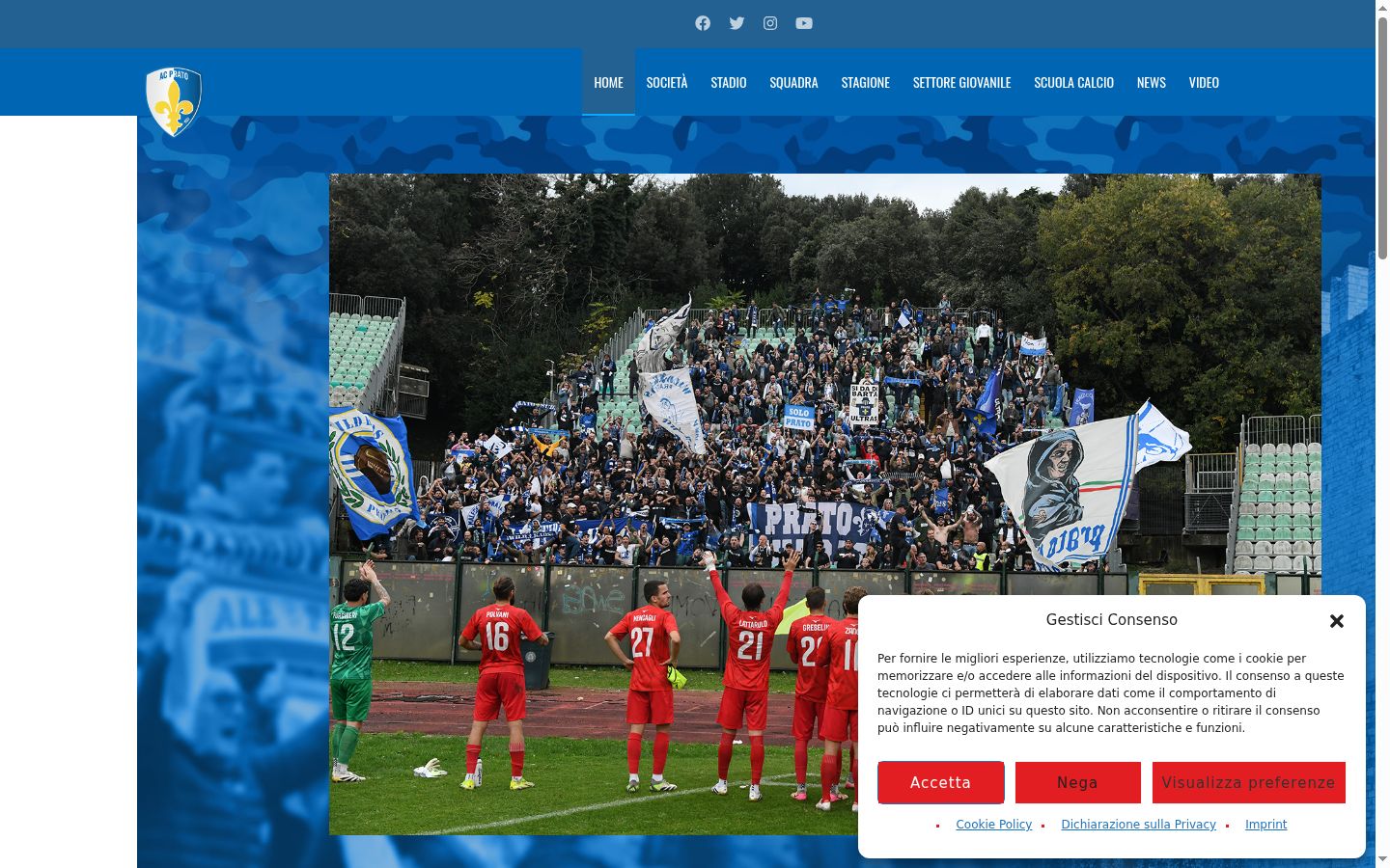 Screenshot del banner di consenso mostrato prima di qualsiasi interazione