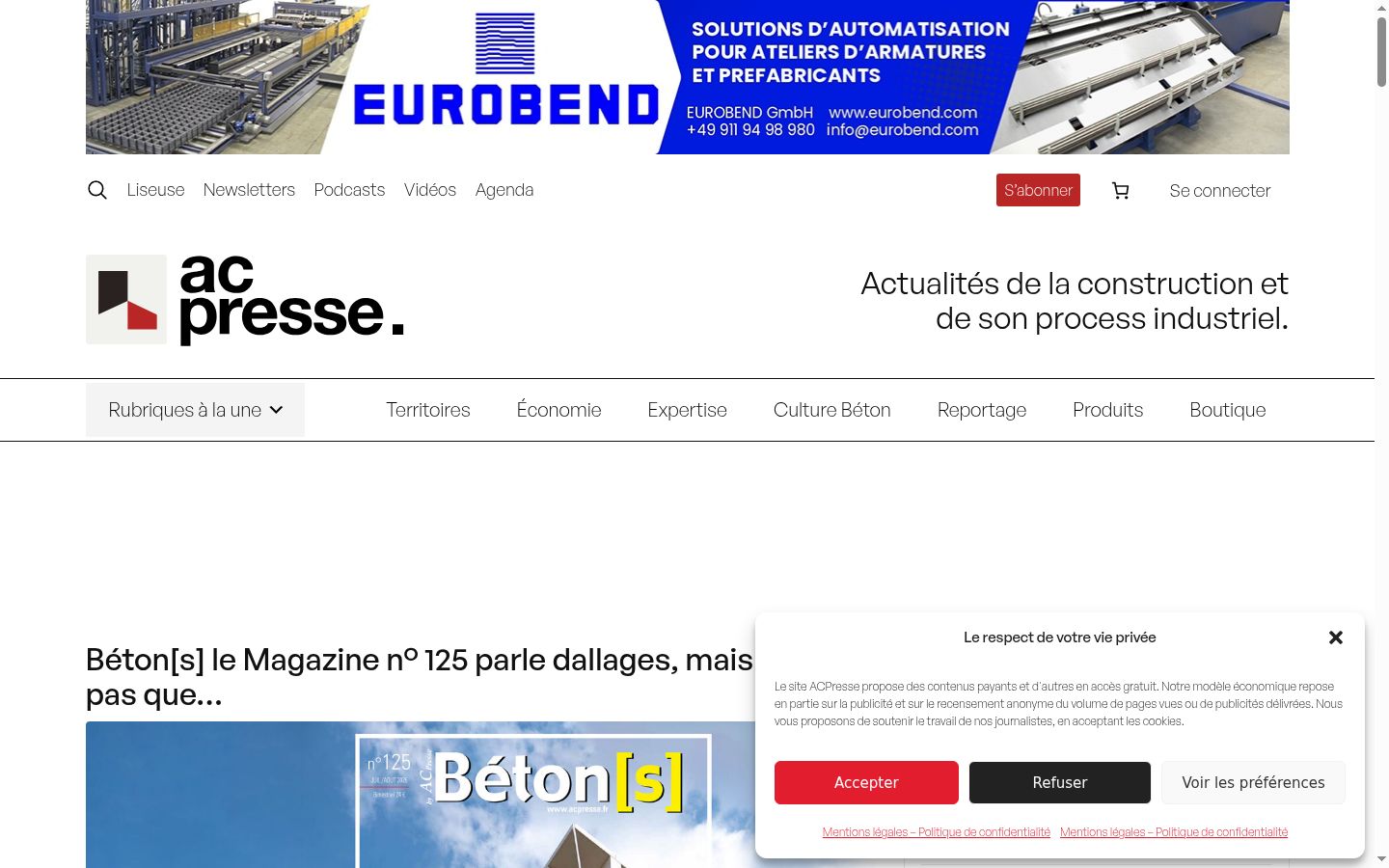 Screenshot del banner di consenso mostrato prima di qualsiasi interazione