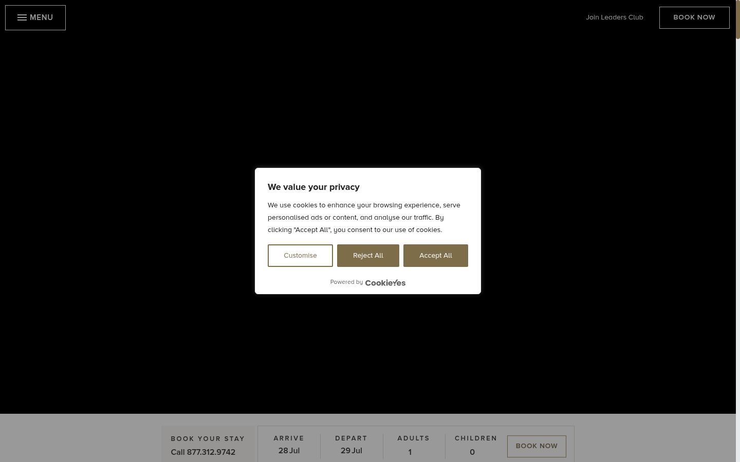 Screenshot of the consent banner shown before any interaction