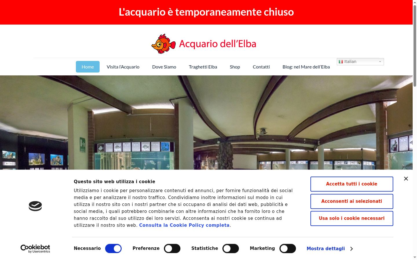 Screenshot del banner di consenso mostrato prima di qualsiasi interazione