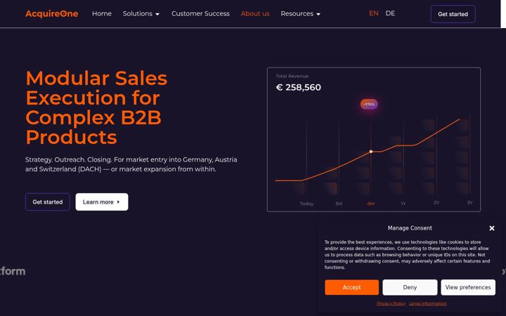 Captură de ecran a acquire-one.com