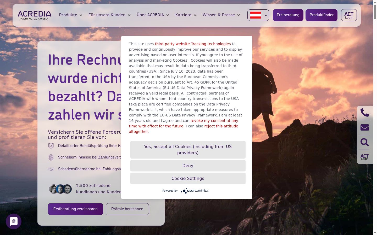 Sutikimo reklamjuostės, rodytos prieš bet kokią sąveiką, ekrano kopija