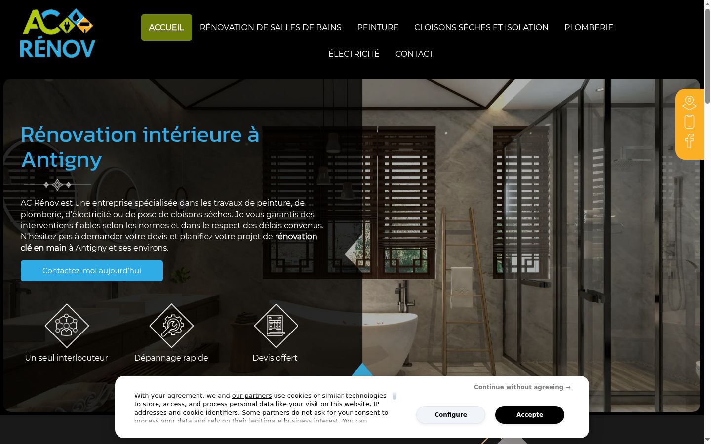 Screenshot tal-banner tal-kunsens muri qabel kwalunkwe interazzjoni