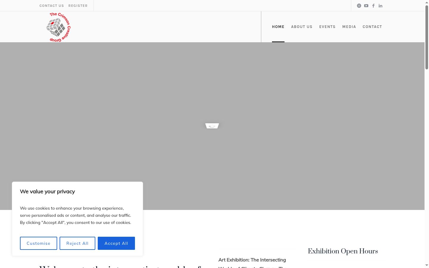 Screenshot del banner di consenso mostrato prima di qualsiasi interazione