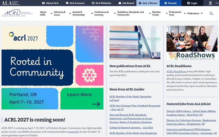 Screenshot of acrl.org