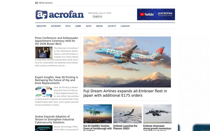 Snímek obrazovky acrofan.com