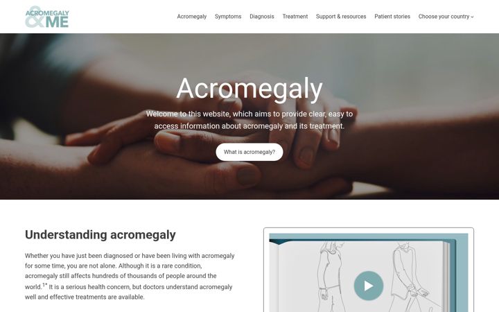 Skærmbillede af acromegalyandme.com