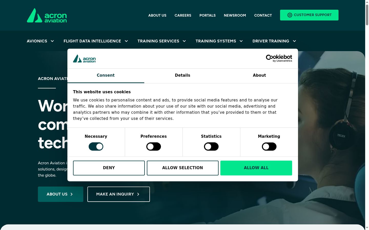 Screenshot del banner di consenso mostrato prima di qualsiasi interazione