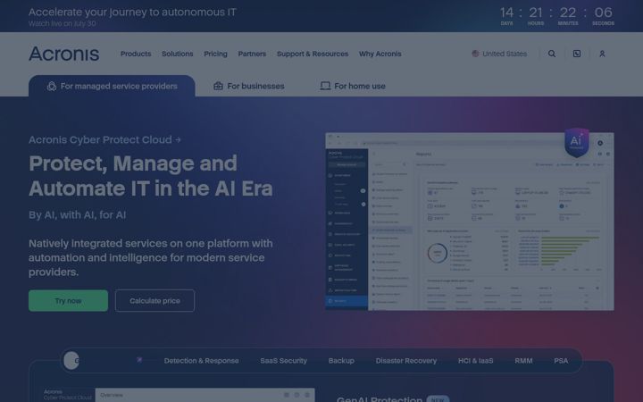 Skærmbillede af acronis.com