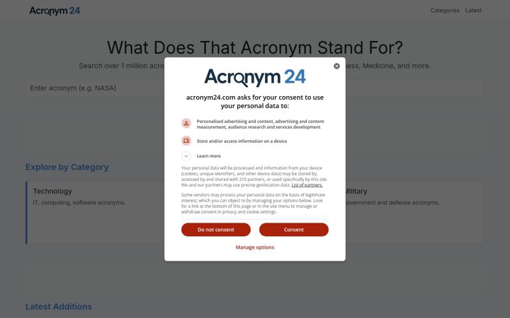 Screenshot di acronym24.com