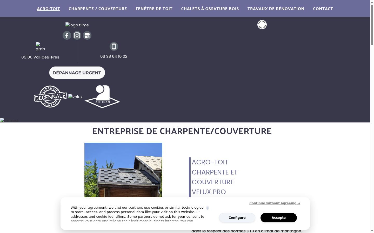 Screenshot of the consent banner shown before any interaction