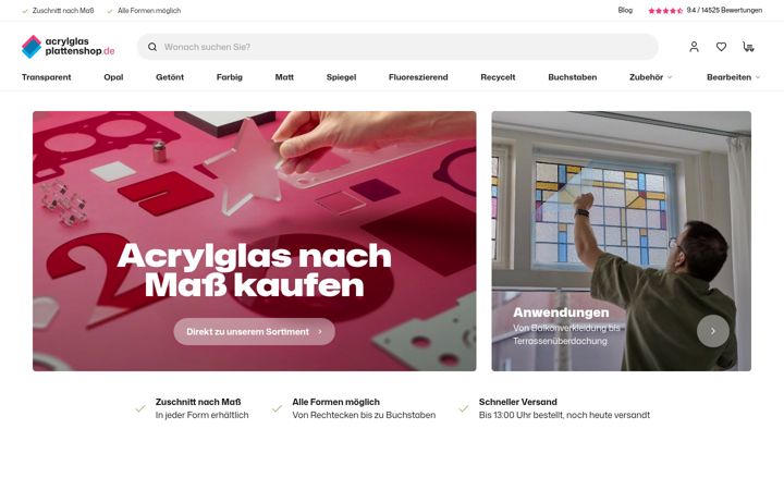 Screenshot of acrylglasplattenshop.de