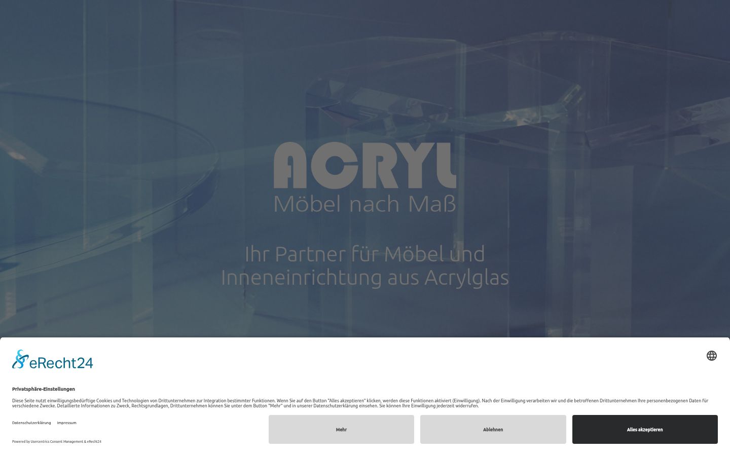 Screenshot des Einwilligungsbanners vor jeglicher Interaktion