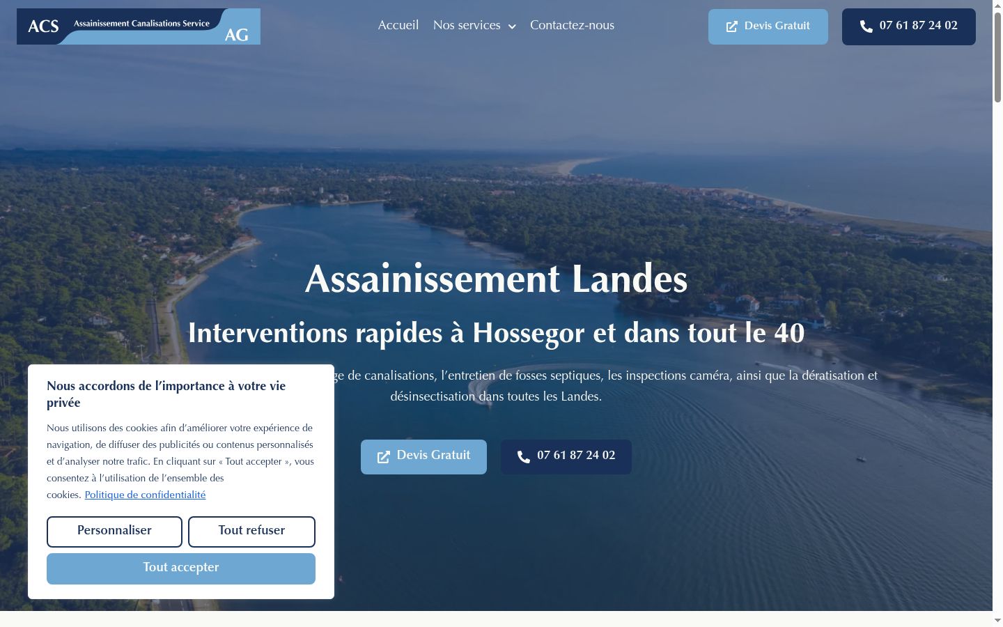Captura de ecrã do banner de consentimento apresentado antes de qualquer interação