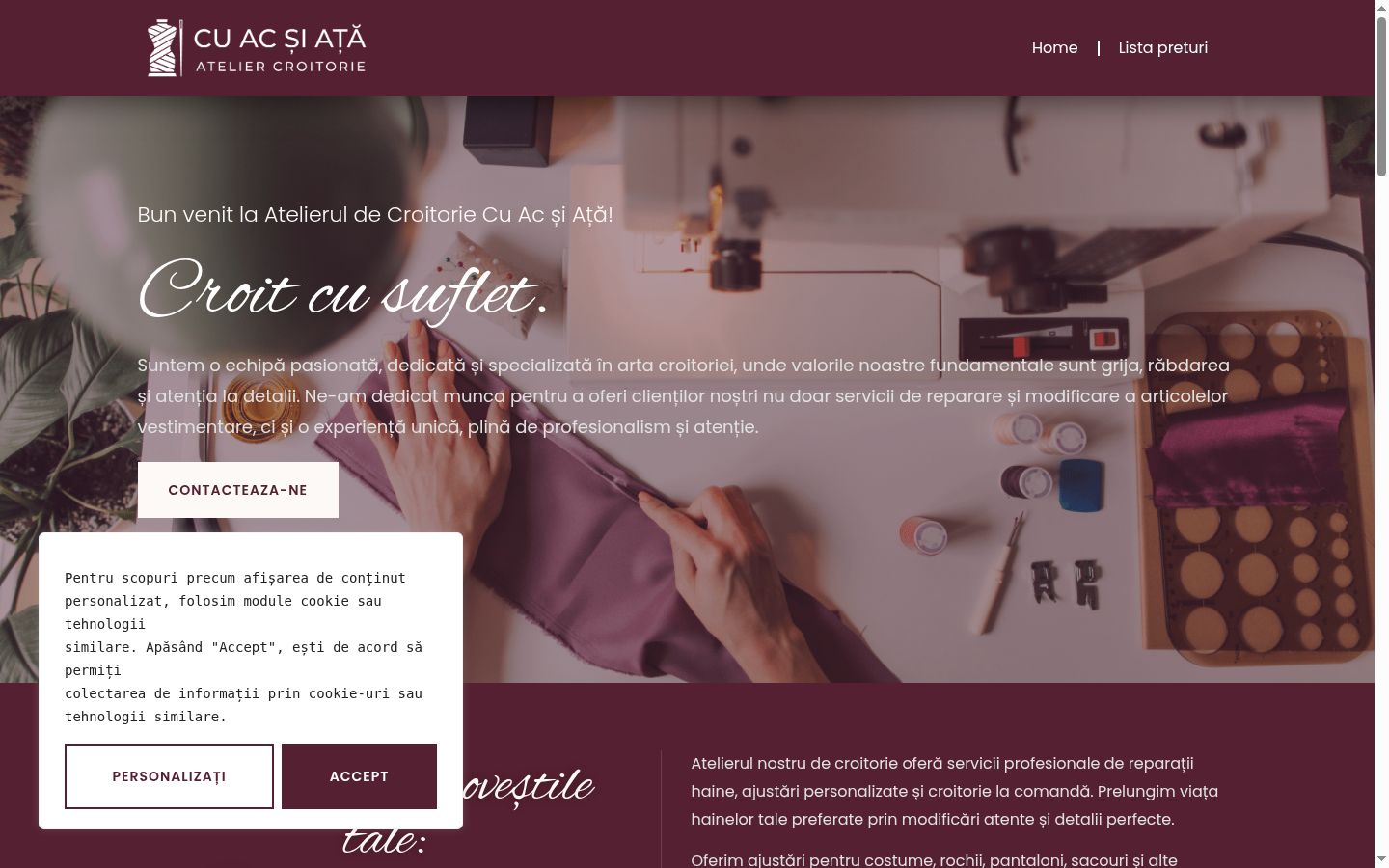 Captura de ecrã do banner de consentimento apresentado antes de qualquer interação