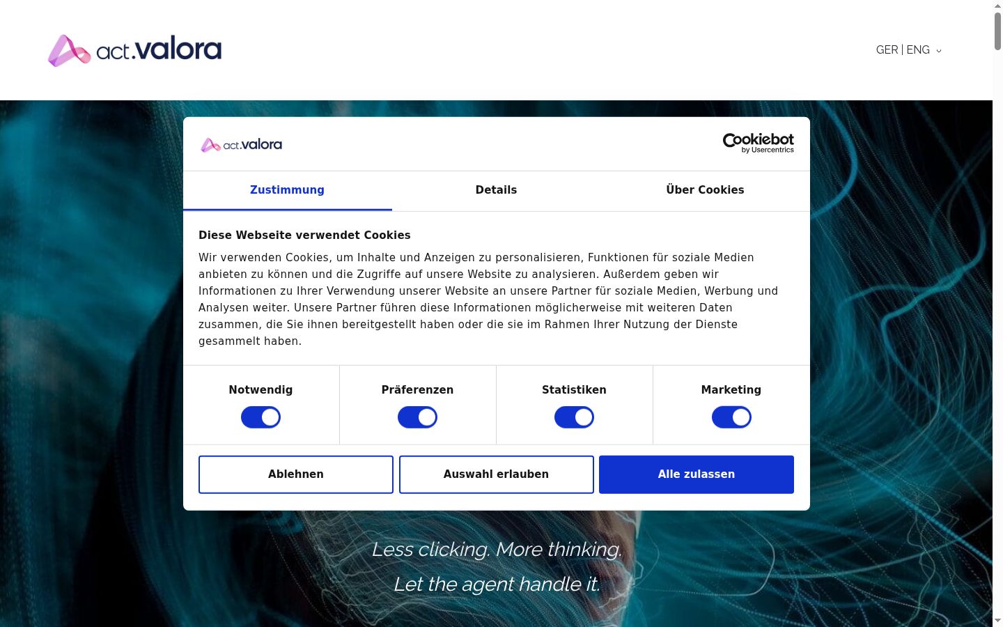Screenshot del banner di consenso mostrato prima di qualsiasi interazione