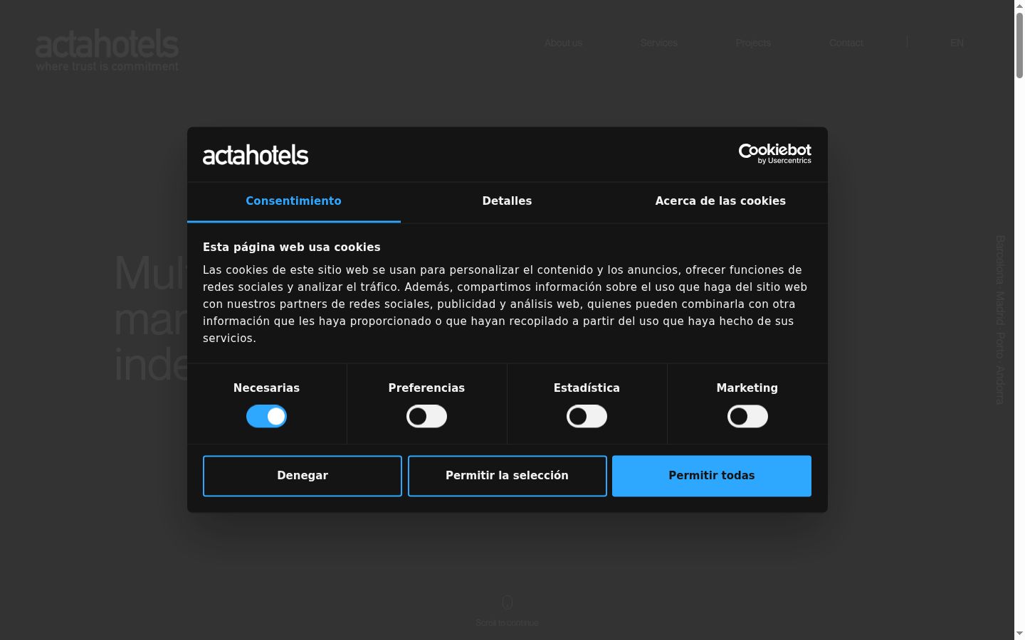 Screenshot del banner di consenso mostrato prima di qualsiasi interazione