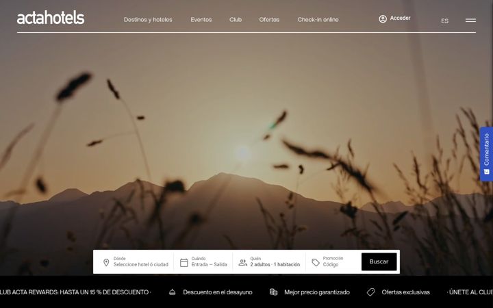 Screenshot του actahotels.com