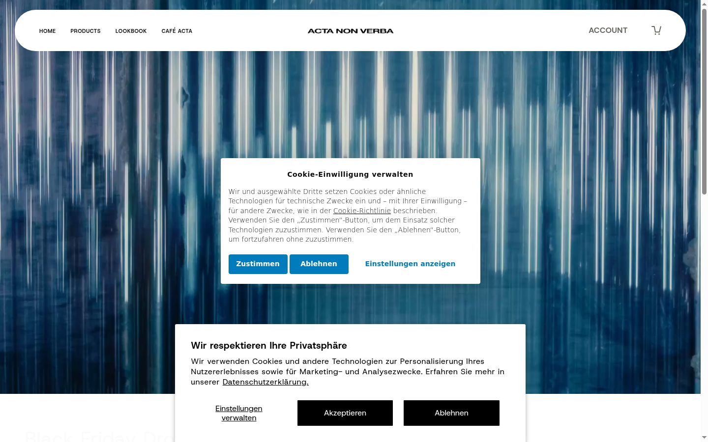 Screenshot of the consent banner shown before any interaction