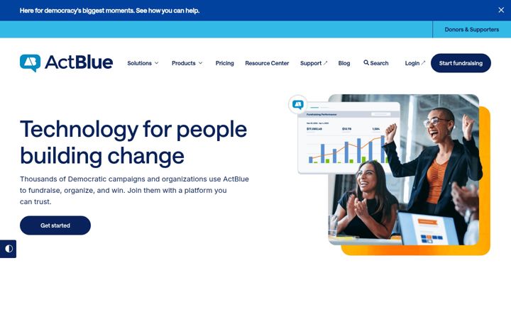 Ekrānuzņēmums no actblue.com