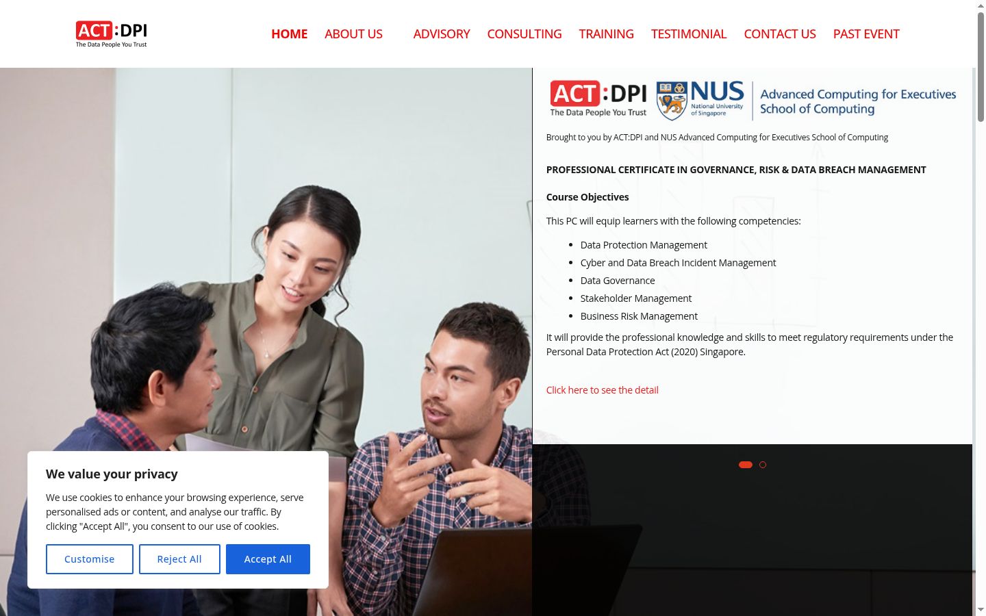 Screenshot of the consent banner shown before any interaction