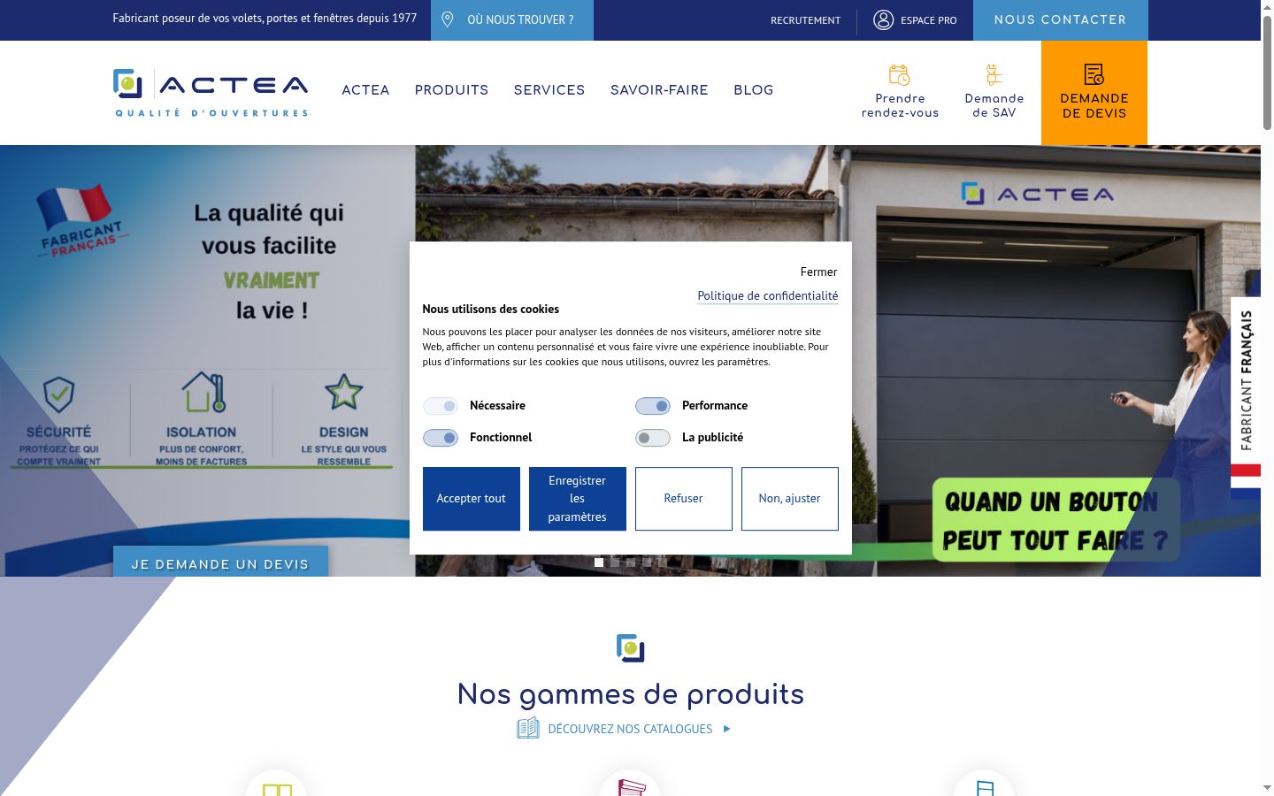 Capture d'écran de la bannière de consentement affichée avant toute interaction
