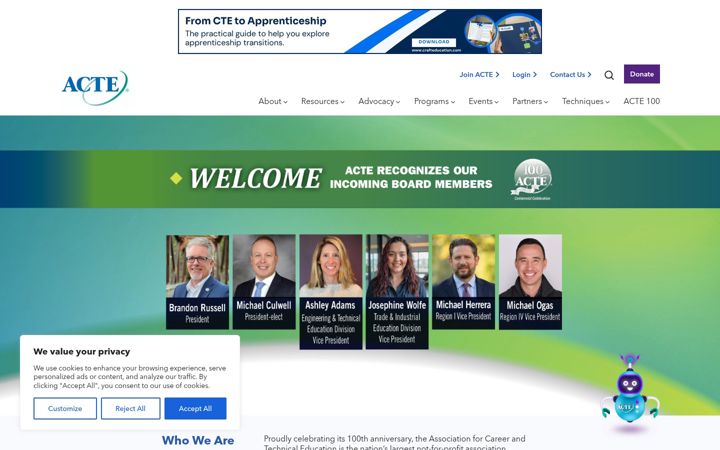 Screenshot of acteonline.org