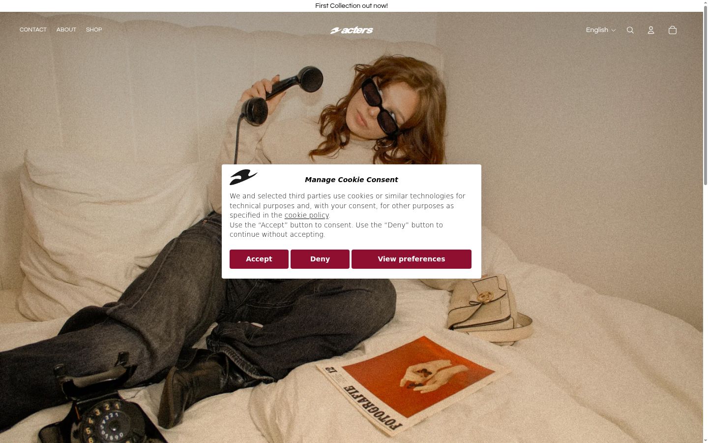Captura de pantalla del banner de consentimiento mostrado antes de cualquier interacción