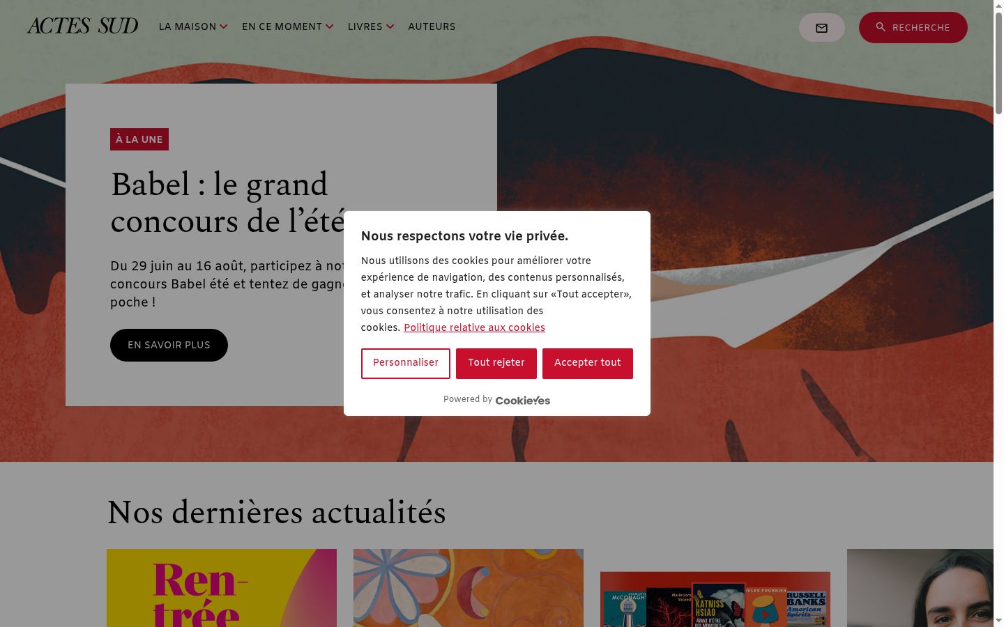 Screenshot of the consent banner shown before any interaction
