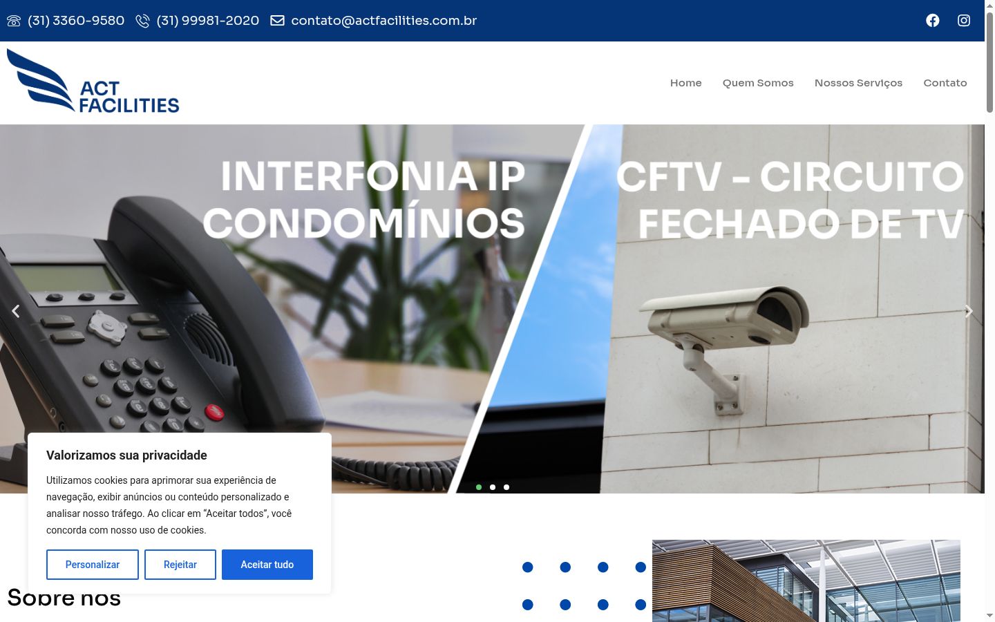 Captura de pantalla del banner de consentimiento mostrado antes de cualquier interacción