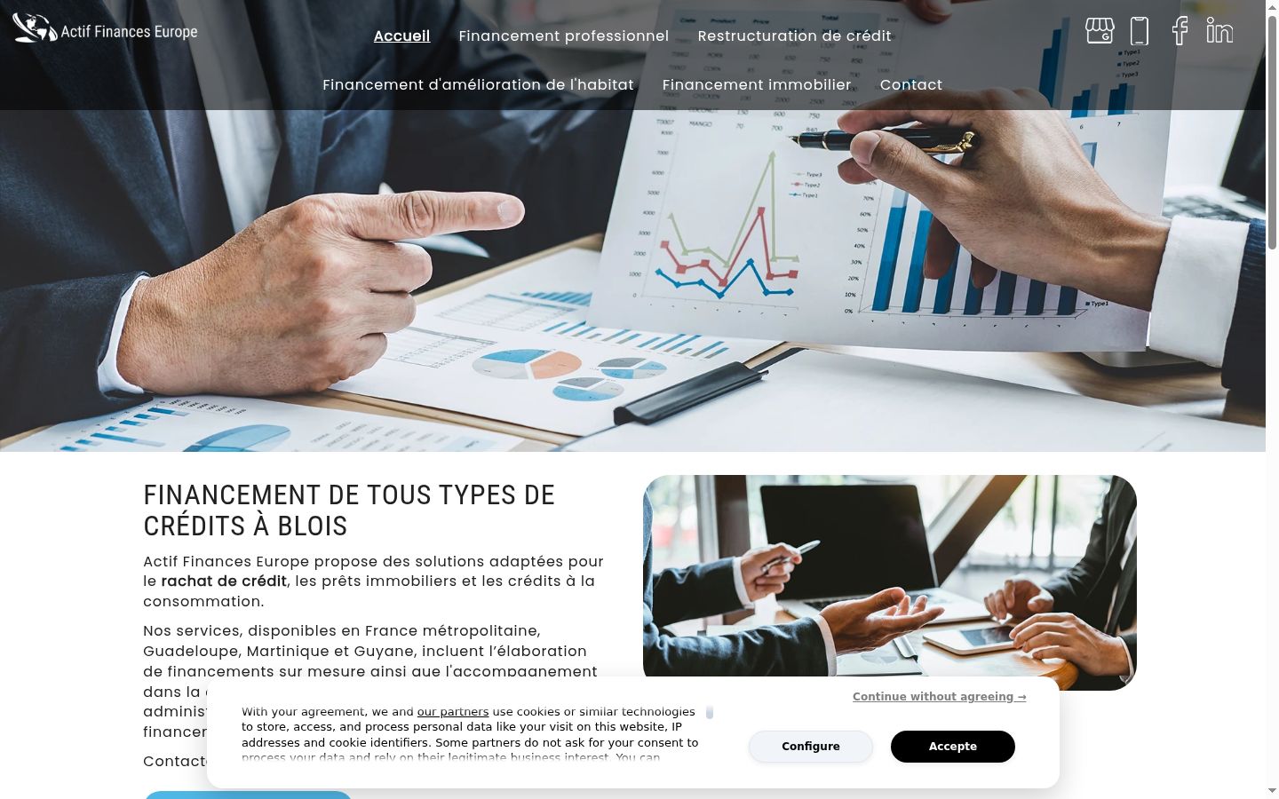 Screenshot of the consent banner shown before any interaction