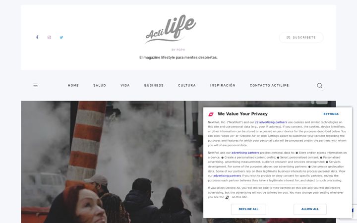 Skærmbillede af actilife.es