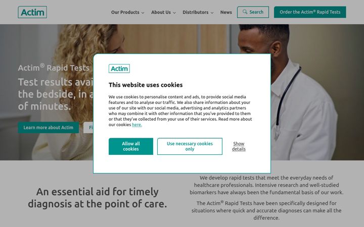 Skärmbild av actimtest.com