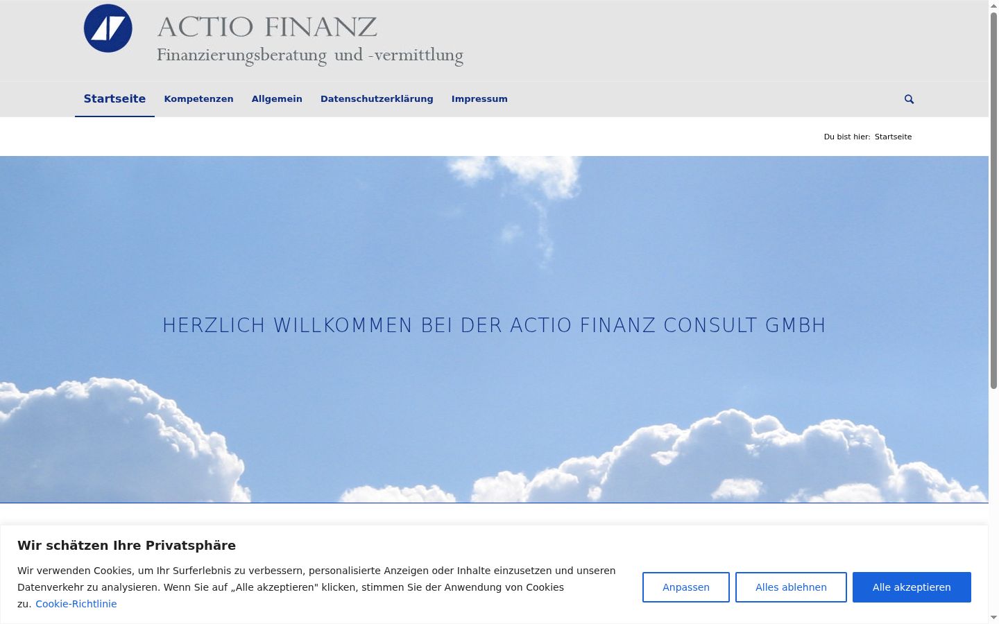 Screenshot of the consent banner shown before any interaction