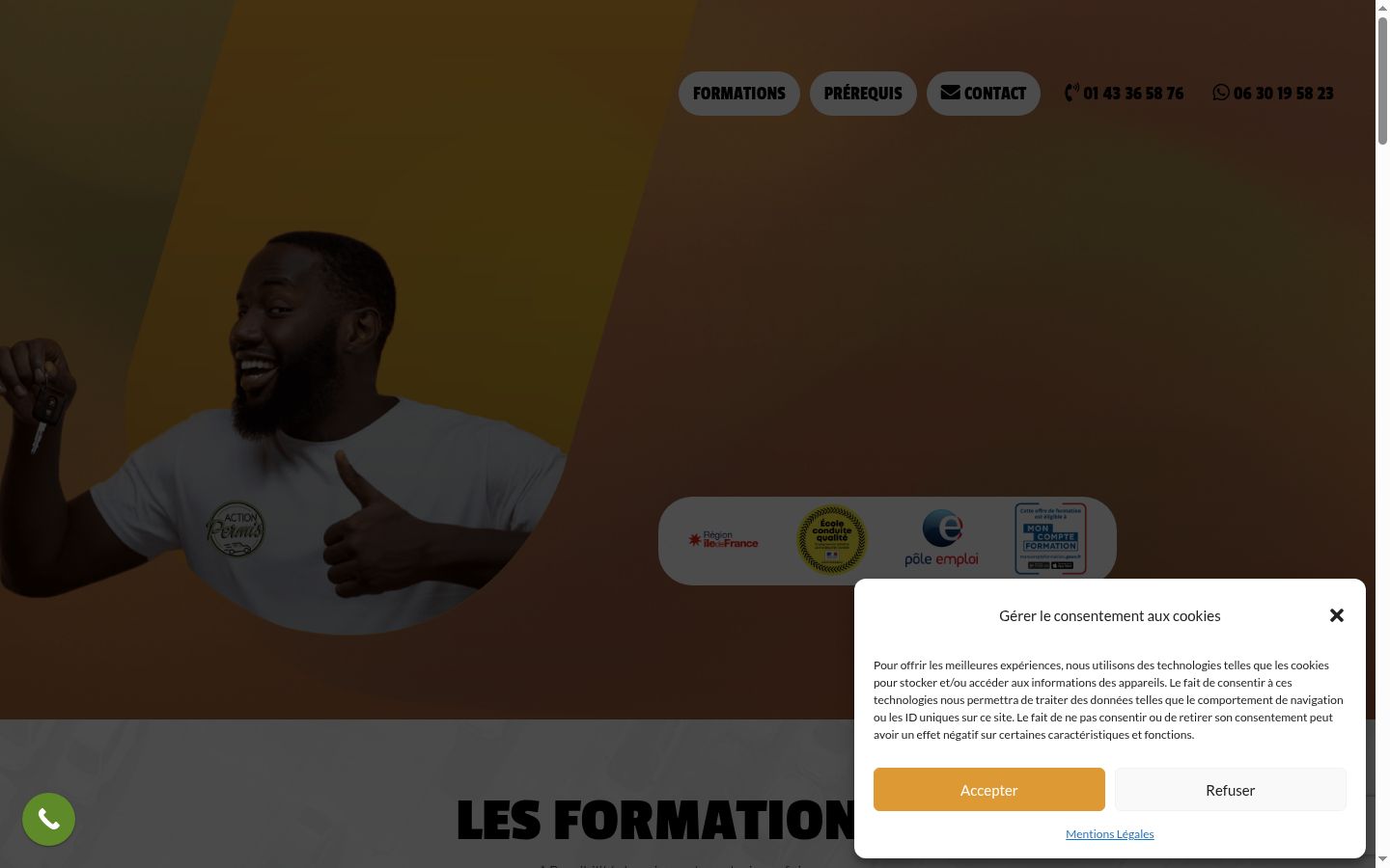 Screenshot van de toestemmingsbanner zoals getoond vóór enige interactie
