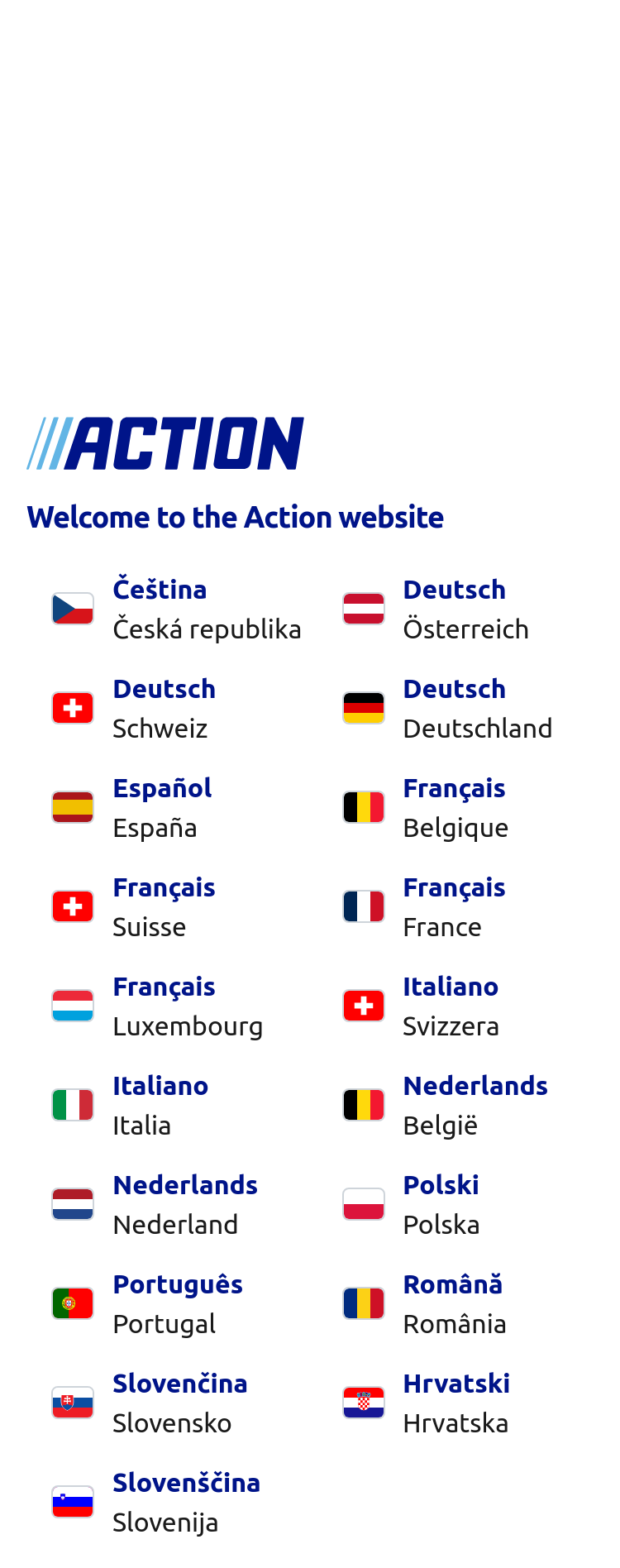 Mobile screenshot of action.com