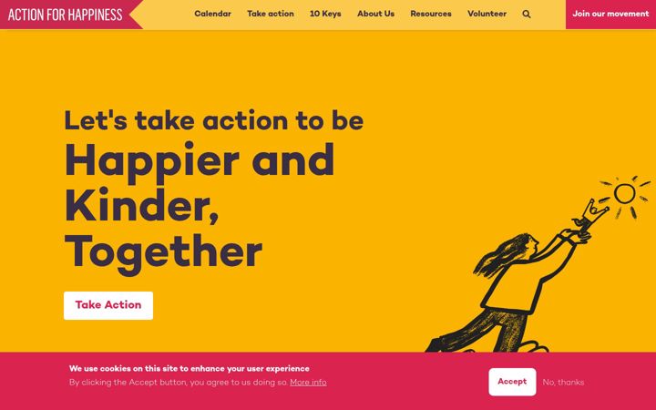 Screenshot of actionforhappiness.org